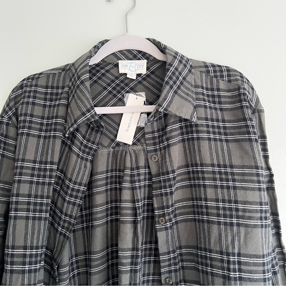 NWT Francesca’s Olive Green Flannel - Picture 9 of 14